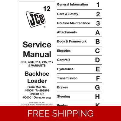 JCB 3CX, 4CX, 214, 215, 217 & VARIANTS SERVICE REPAIR MANUAL